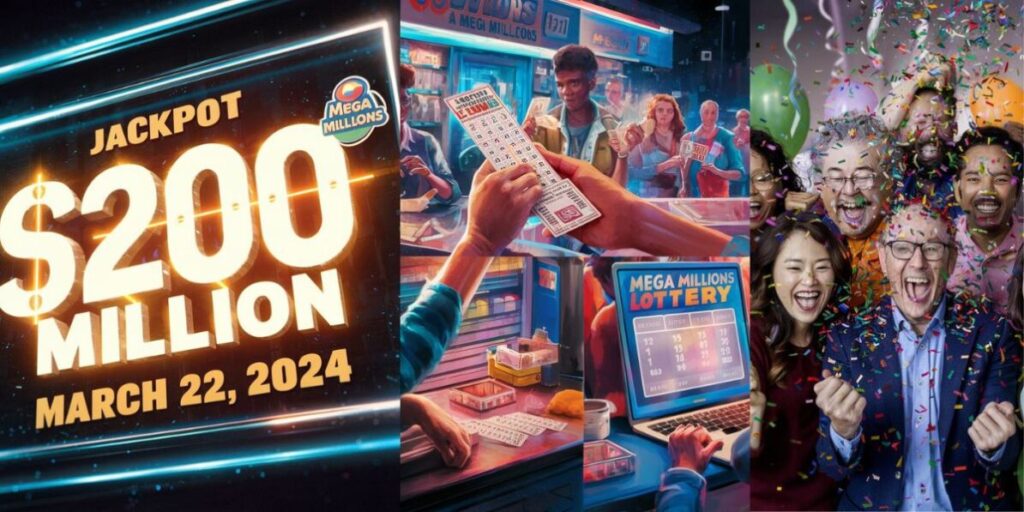 Close-Up of Mega Millions Ticket for March 22, 2024 Draw